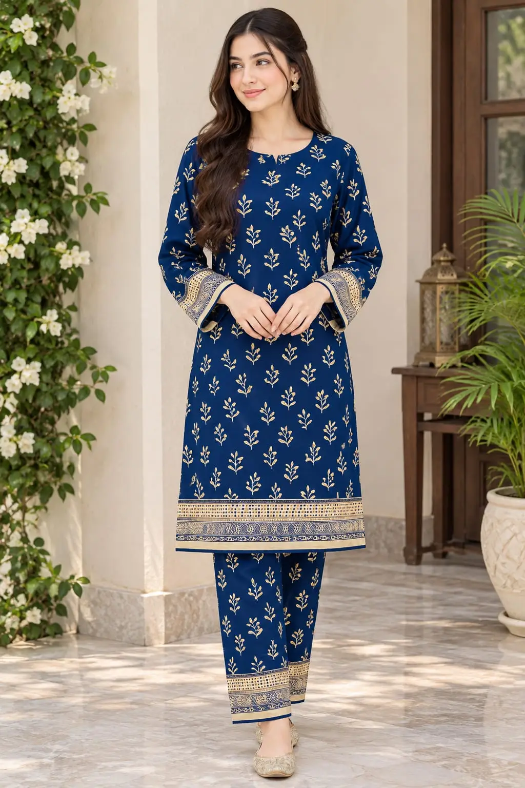 2 Pcs Women's Unstitched Printed Suit