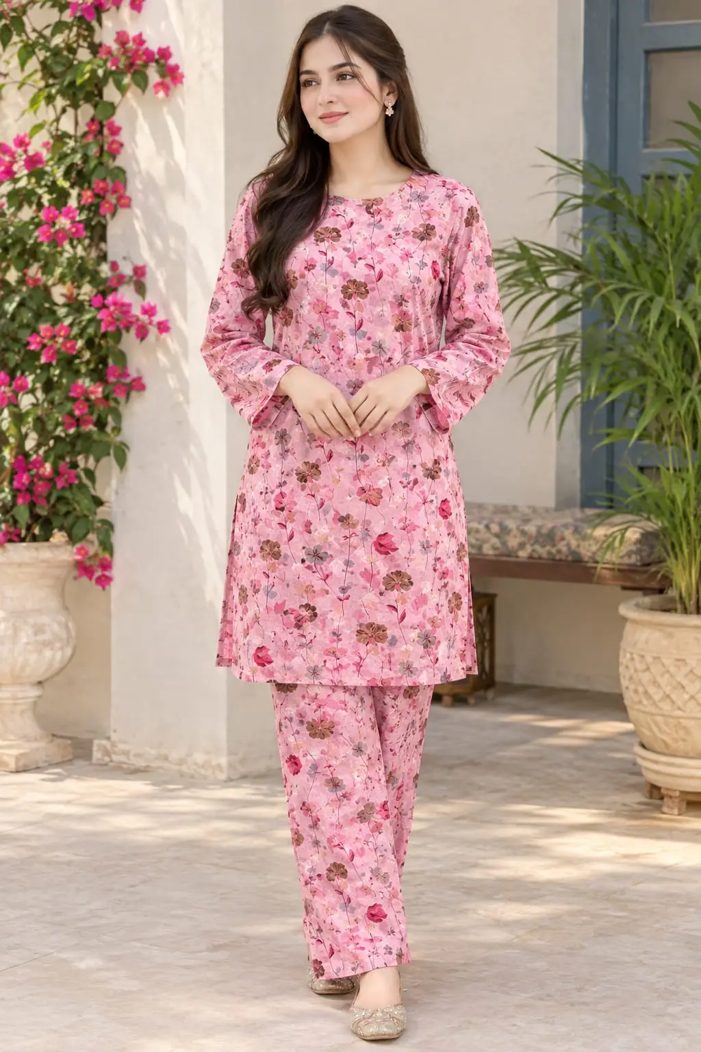 2 Pcs Women's Unstitched Printed Suit