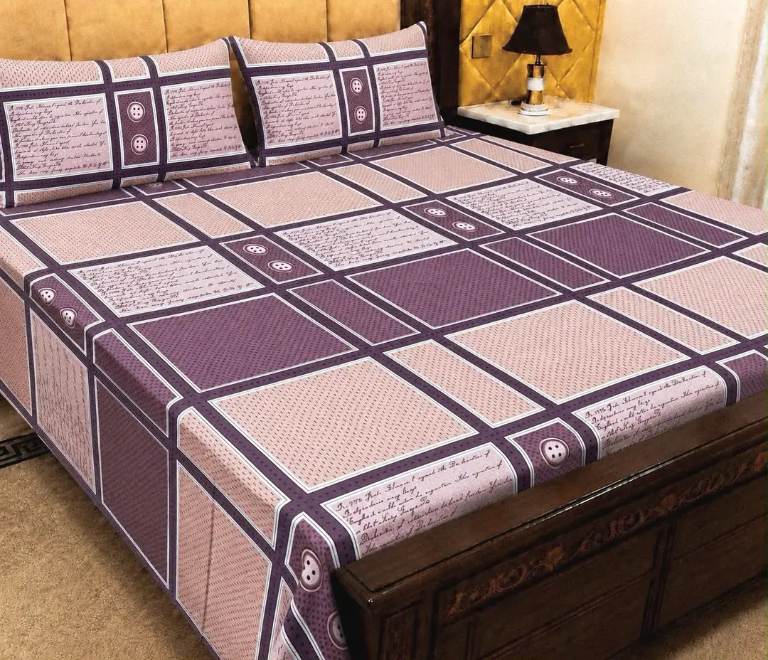 3 Pcs Cotton Printed Double Bedsheet