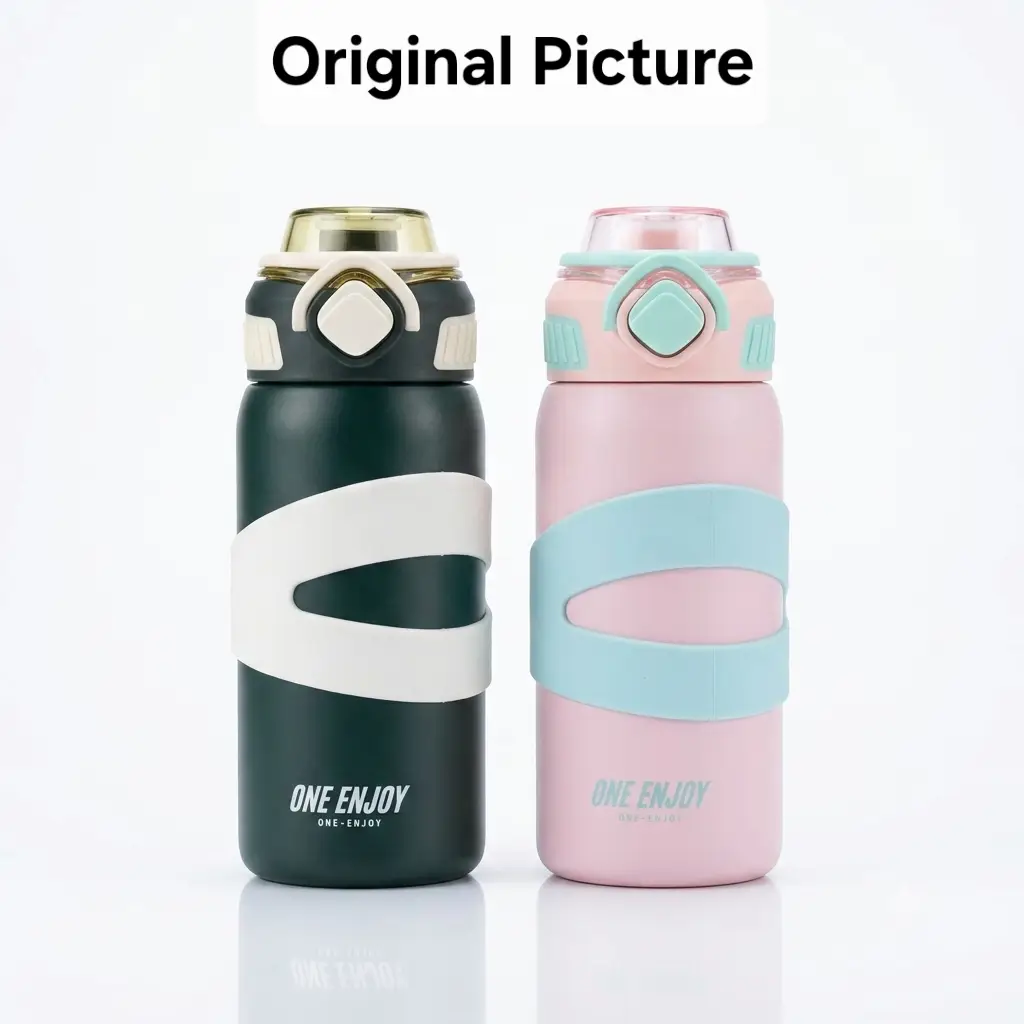 Looko Premium Sports Vacuum Insulated Bottle - 500ml - High-Grade 316 Stainless Steel Thermos Flask with Straw