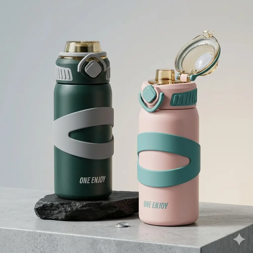 Looko Premium Sports Vacuum Insulated Bottle - 500ml - High-Grade 316 Stainless Steel Thermos Flask with Straw