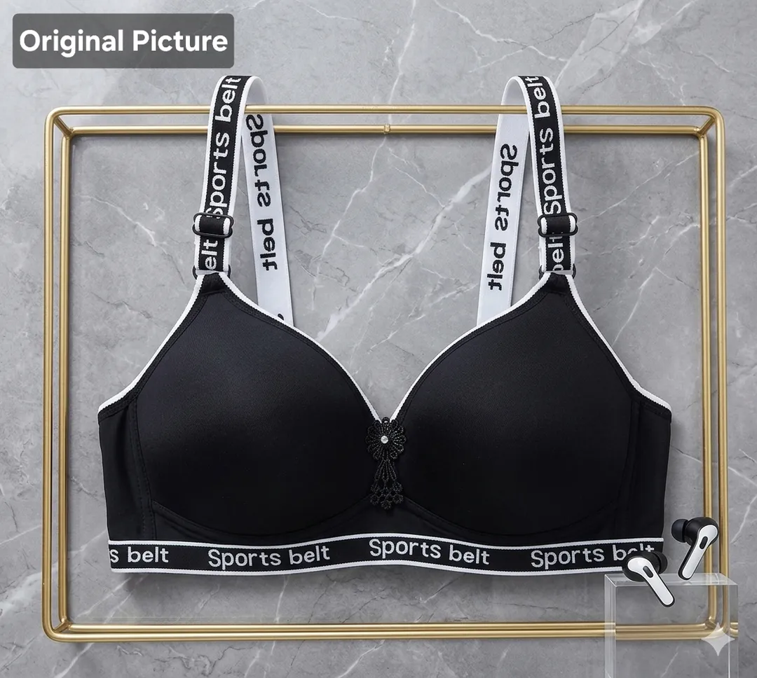 Women Sports Bra Black Silk Adjustable All Season