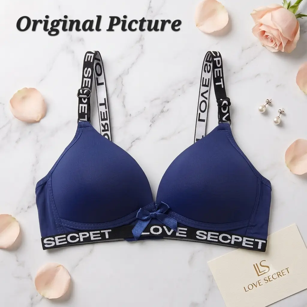 Premium "Love Secret" Soft Padded Bra – Wire-Free Comfortable Casual Bra with Printed Straps