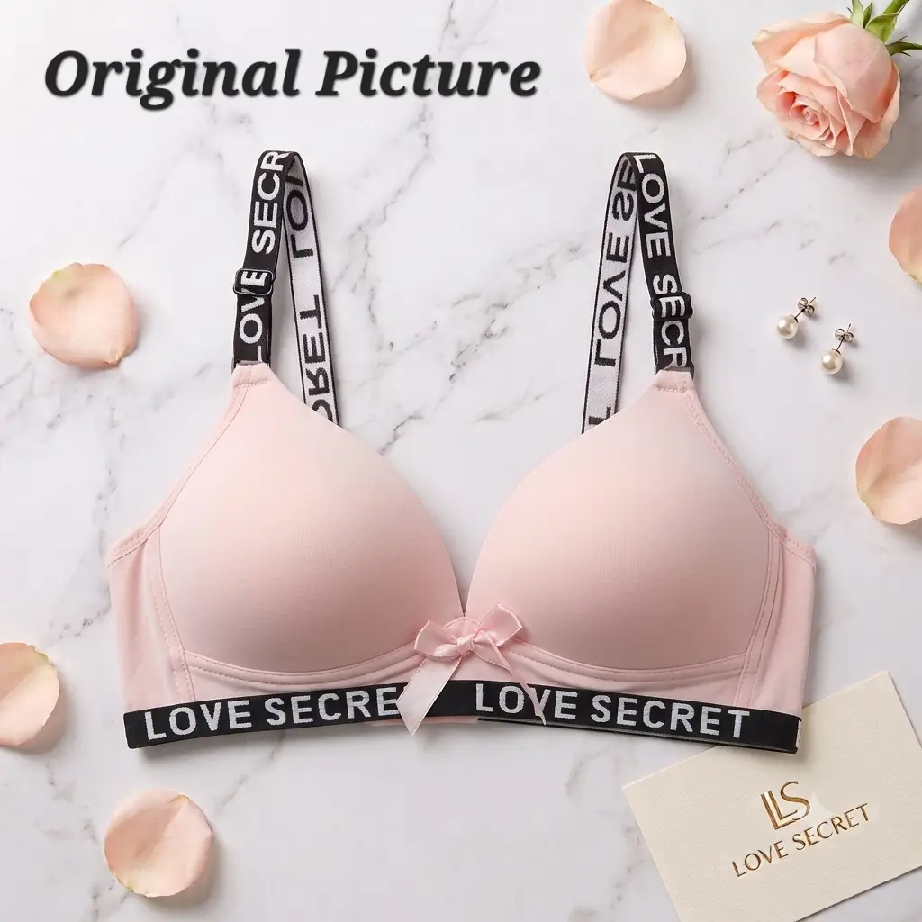 Premium "Love Secret" Soft Padded Bra – Wire-Free Comfortable Casual Bra with Printed Straps