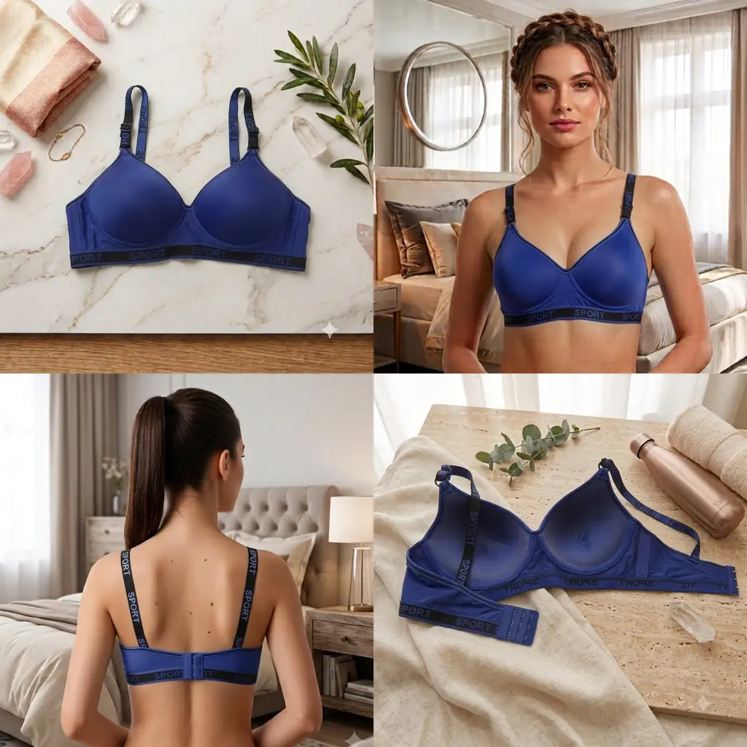 Premium Women’s Seamless Wireless Padded Sports Bra | Soft & Stretchable Everyday Comfort Bra with 'SPORT' Elastic Band