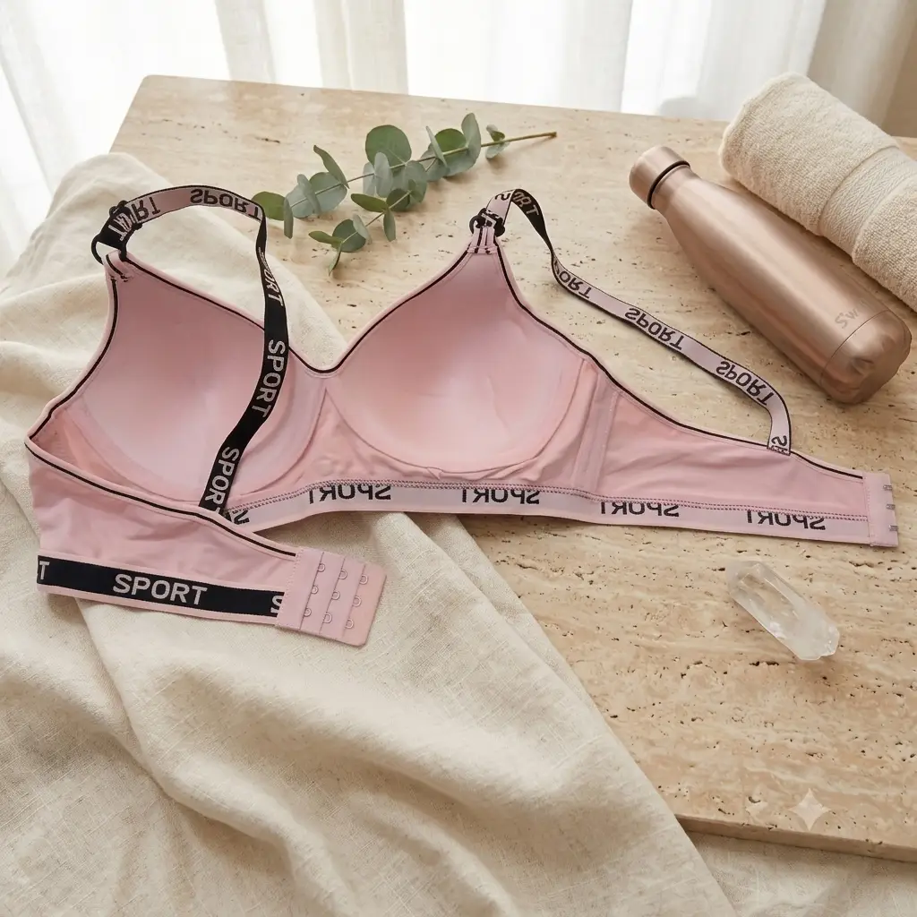 Premium Comfort Women's Padded Sports Bra - Non-Wired, Seamless Bra with Logo Band,