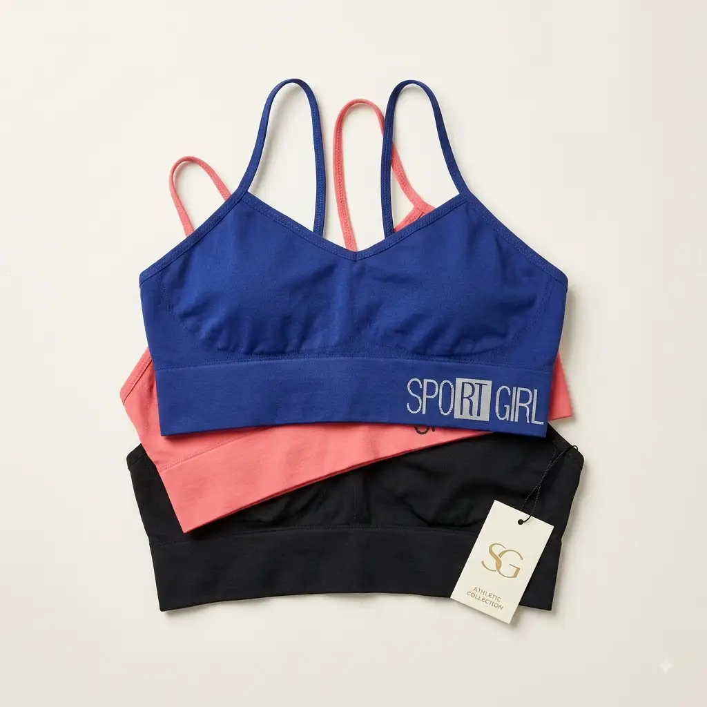 Pack of 2 Women's Non-Padded Jersey Sports Bra, Comfortable Wireless Gym & Yoga Bra