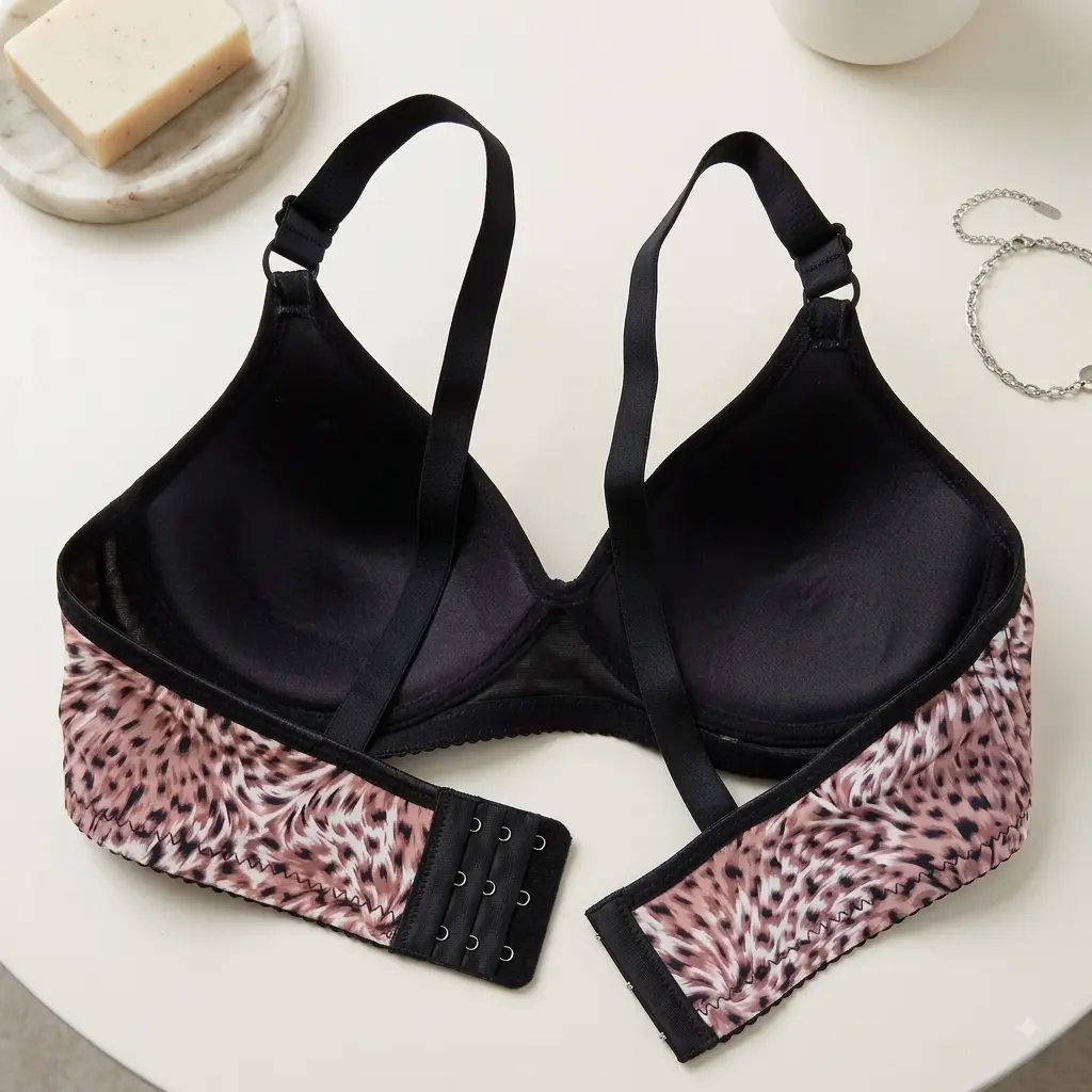 Women's Wild Leopard Print Wire-Free Bra, Lightly Padded Seamless T-Shirt Bra,