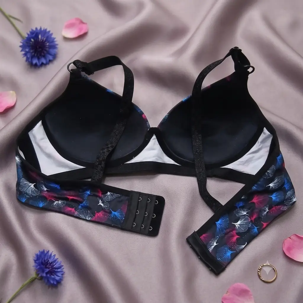 Women's Ginkgo Leaf Print Wire-Free Bra, Soft Molded Padded T-Shirt Bra