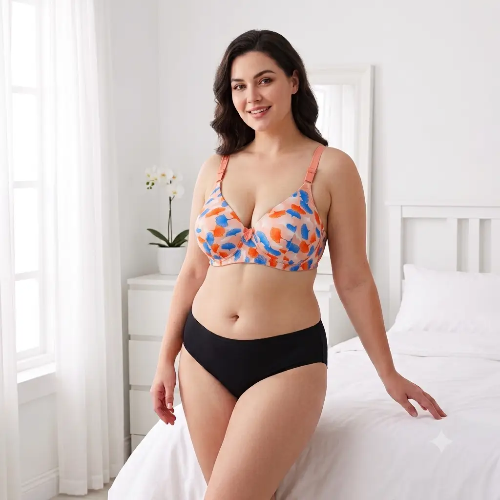 Women's Ginkgo Leaf Print Wire-Free Bra, Soft Molded Padded T-Shirt Bra
