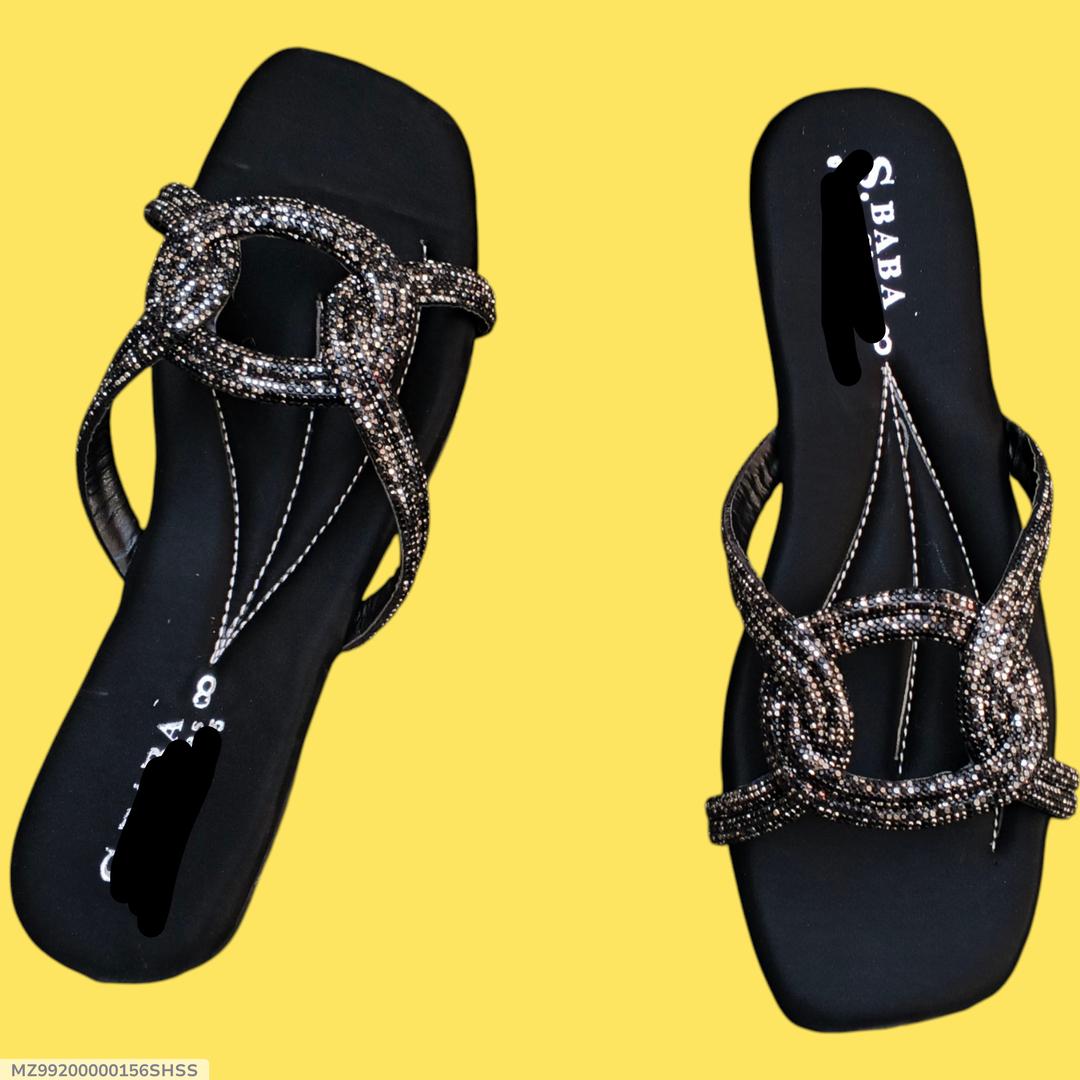 Women's Black Rhinestone Satin Formal Flats Size 6-10