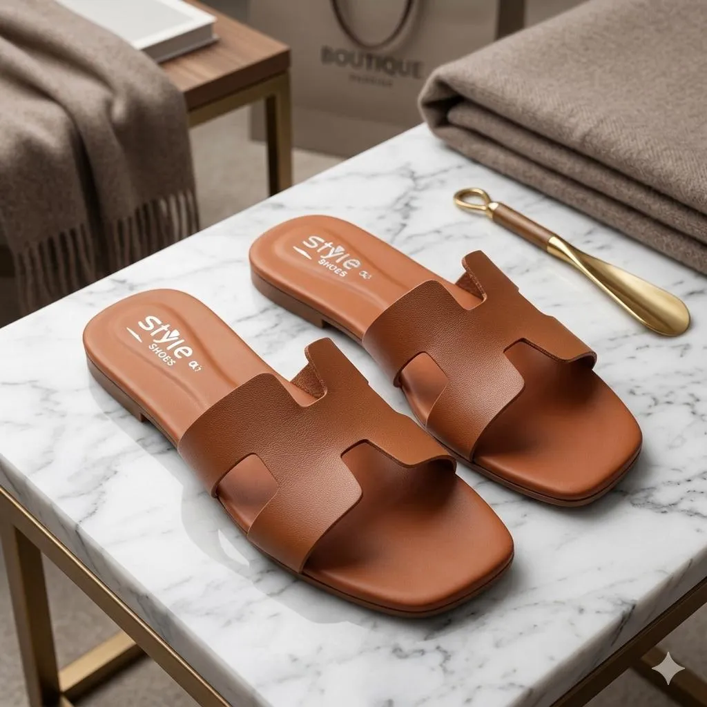 Women's Tan Leather Ankle Strap Sandals
