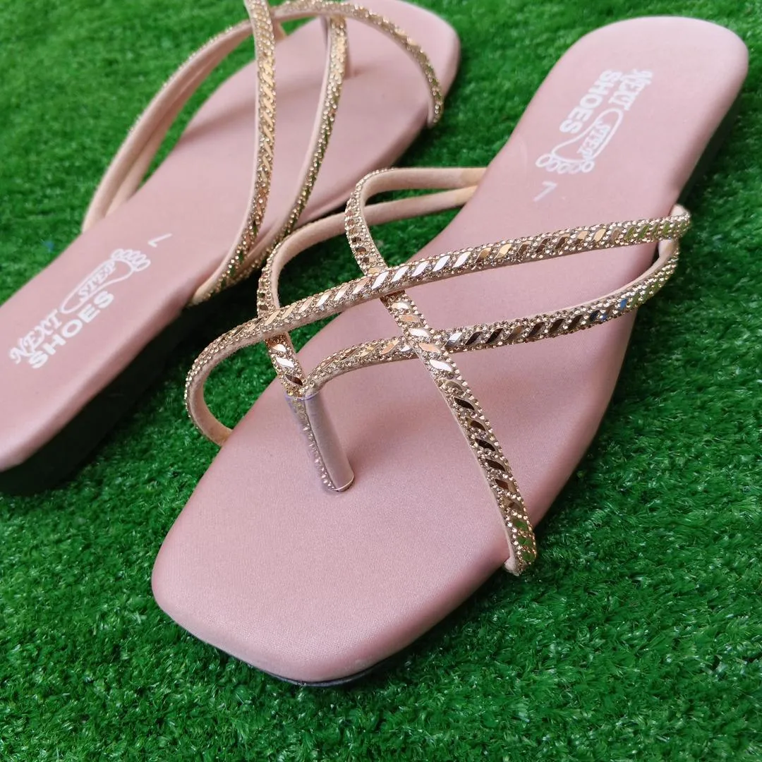 Trendy Gold Strap Flat Sandals for Women