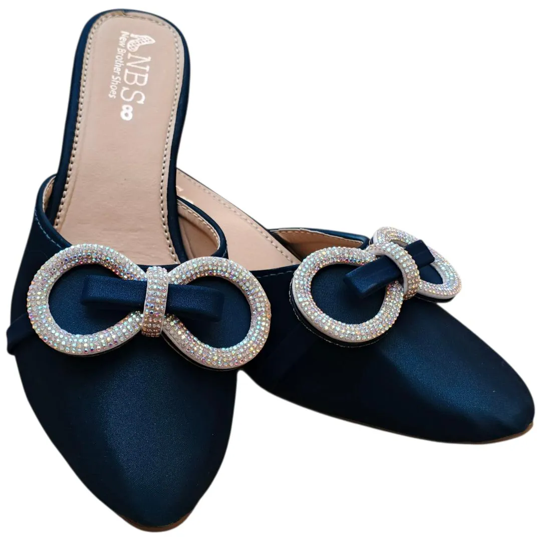 Blue Rhinestone Heels for Women Wedding Party Office Wear
