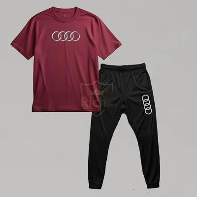 2 Pcs Men's Micro Printed Track Suit