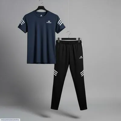 Men Navy Blue Track Suit with White Stripes thumbnail 4