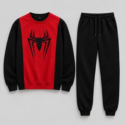 Men’s Spider Printed Winter Tracksuit Set – Full Sleeve Sweatshirt & Jogger Pants