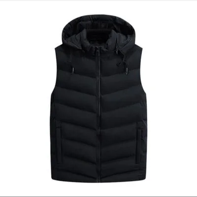 Men's Hooded Polyester Bomber Jacket - 1 Pc in Black