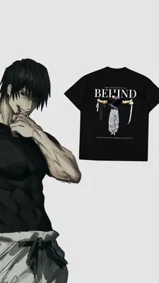 Men's Premium Cotton Anime Back Print T-Shirt – Oversized Casual Streetwear Tee thumbnail 2