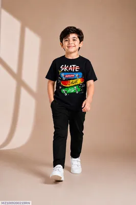 Kids Skate Graphic Track Suit Black 1-12Y thumbnail 1