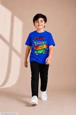 Kids Printed Track Suit Blue Black Summer Wear thumbnail 5