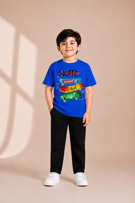 Kids Printed Track Suit Blue Black Summer Wear thumbnail 2
