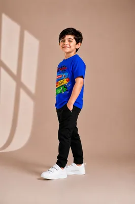 Kids Printed Track Suit Blue Black Summer Wear thumbnail 3