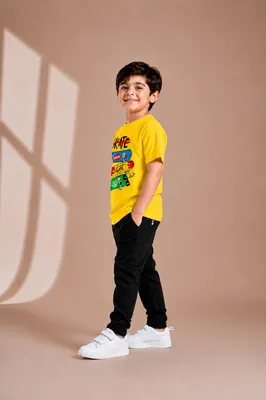 Kids Skate Graphic Track Suit Yellow Black 2Pcs thumbnail 2