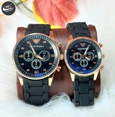 Couple Water Resistant Chronograph Watches Set
