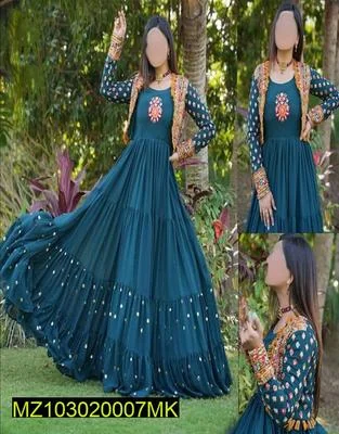 3 Pcs Women's Stitched Shamoz Silk Embroidered Maxi - Blue thumbnail 4
