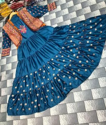 3 Pcs Women's Stitched Shamoz Silk Embroidered Maxi - Blue thumbnail 2