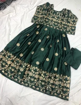 2 Pcs Women’s Stitched Shamoz Silk Zari Tilla Embroidered Maxi thumbnail 2