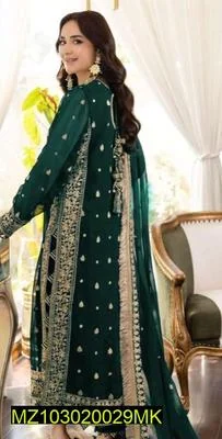 3 Pcs Women’s Stitched Crinkle Chiffon Embroidered Suit thumbnail 4