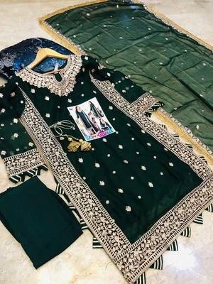 3 Pcs Women’s Stitched Crinkle Chiffon Embroidered Suit thumbnail 3