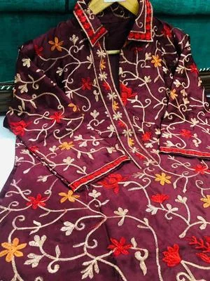 2 Pcs Women’s Stitched Katan Silk Embroidered Suit thumbnail 3