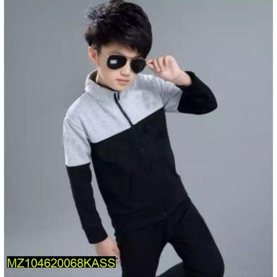 2 Pcs Boy's Fleece Plain Tracksuit thumbnail 3