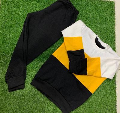 2 Pcs Kids Fleece Plain Sweatshirt Tracksuit thumbnail 2