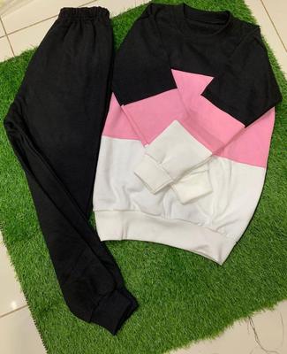 2 Pcs Kids Fleece Plain Sweatshirt Tracksuit thumbnail 2