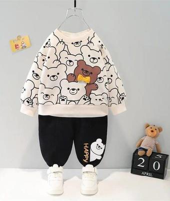 2 Pcs Boy's Fleece Printed Sweatshirt Tracksuit