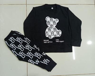 2 Pcs Boy's Fleece Printed Sweatshirt Tracksuit thumbnail 2