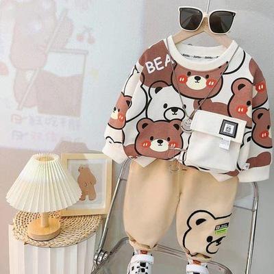 Unisex Printed Fleece Tracksuit Set for Kids - 2 Pcs (Shirt & Trouser)