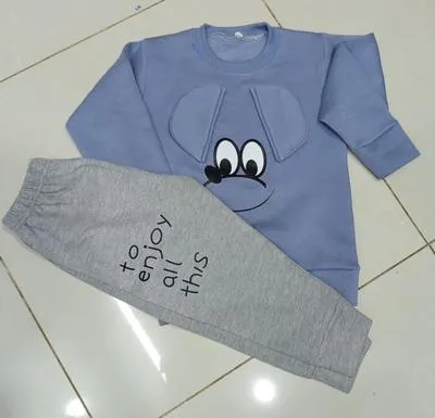 2 Pcs Girl's Fleece Printed Tracksuit thumbnail 2
