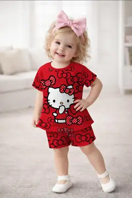 2 Pcs Girl's Stitched Jersey Printed Night Suit