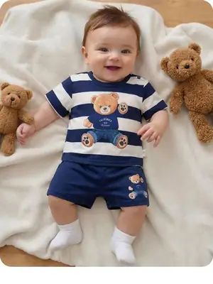2 Pcs Boy's Stitched Jersey Printed Night Suit