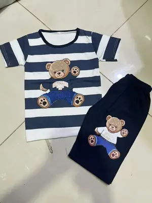2 Pcs Boy's Stitched Jersey Printed Night Suit thumbnail 2