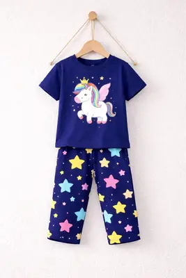 2 Pcs Boy's Stitched Jersey Printed Night Suit