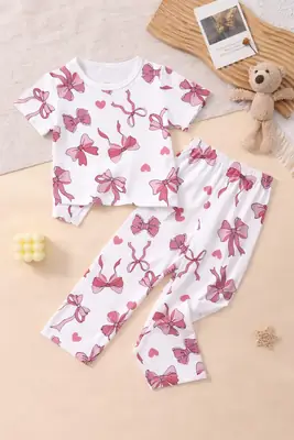 2 Pcs Girl's Stitched Jersey Printed Night Suit