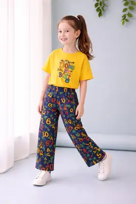 2 Pcs Girl's Stitched Jersey Printed Night Suit