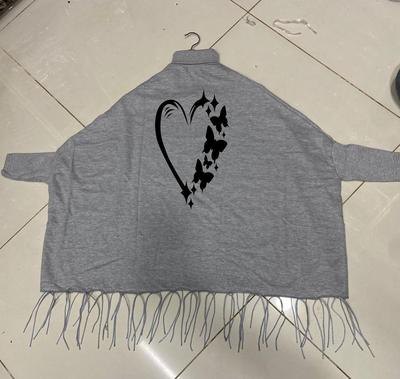 Women's Polyester Heart Printed Poncho Cape Shawl thumbnail 2