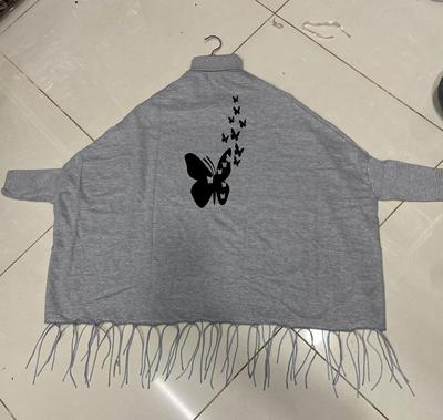 Women's Polyester Butterfly Printed Poncho Cape Shawl thumbnail 2